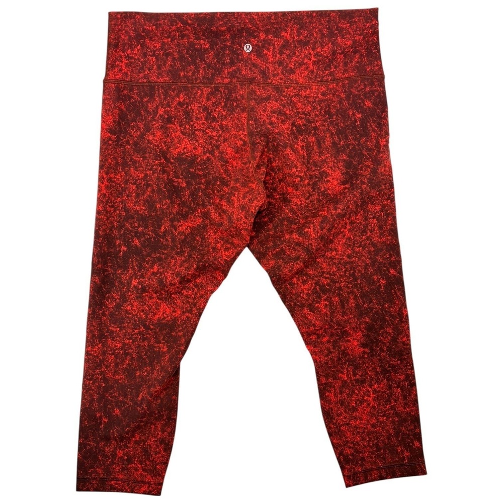 lululemon Wunder Train Crop 23 Denim Wash Autumn Red Black Size 20 Leggings - Picture 2 of 4